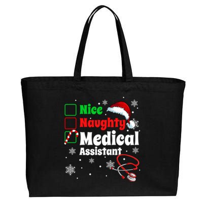 Fun Christmas Nice Naughty Medical Assistant Scrub Top Xmas Swea Cotton Canvas Jumbo Tote