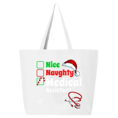 Fun Christmas Nice Naughty Medical Assistant Scrub Top Xmas Swea 25L Jumbo Tote