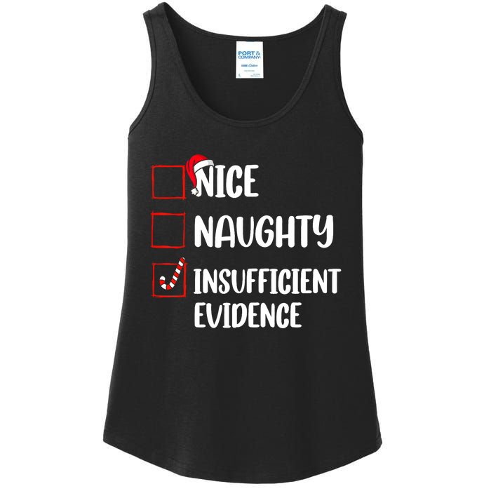 Funny Christmas Nice Naughty Insufficient Evidence Santa Ladies Essential Tank