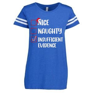 Funny Christmas Nice Naughty Insufficient Evidence Santa Enza Ladies Jersey Football T-Shirt