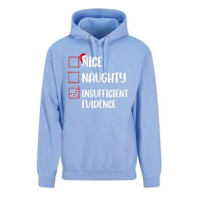 Funny Christmas Nice Naughty Insufficient Evidence Santa Unisex Surf Hoodie