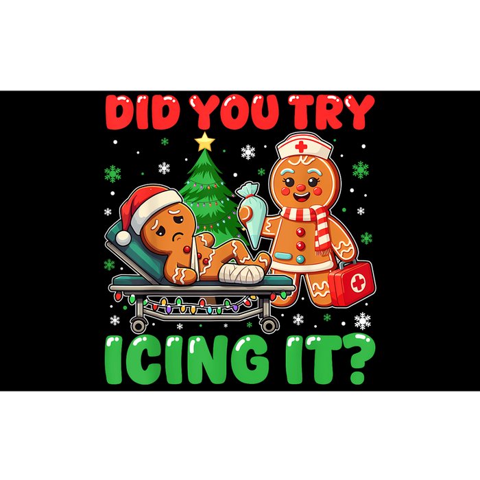 Funny Christmas Nurse Did You Try Icing It Gingerbread Man Bumper Sticker