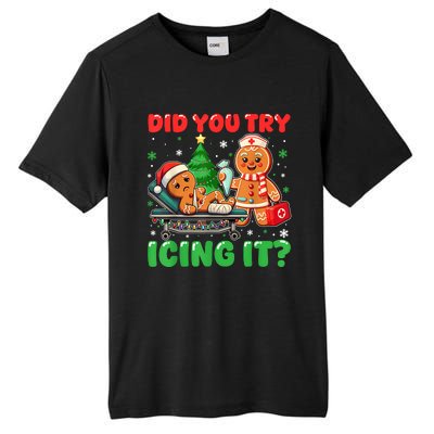 Funny Christmas Nurse Did You Try Icing It Gingerbread Man Tall Fusion ChromaSoft Performance T-Shirt