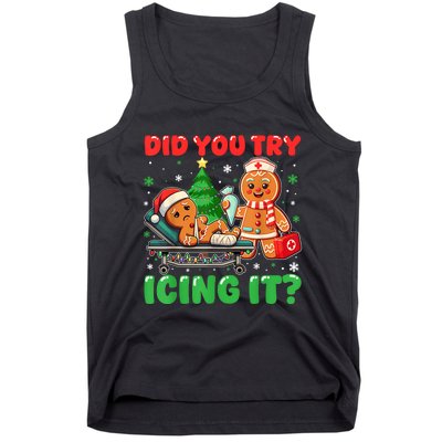 Funny Christmas Nurse Did You Try Icing It Gingerbread Man Tank Top