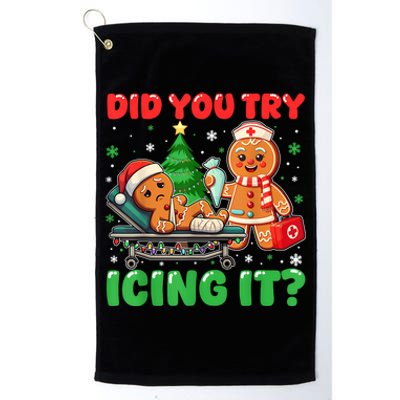 Funny Christmas Nurse Did You Try Icing It Gingerbread Man Platinum Collection Golf Towel