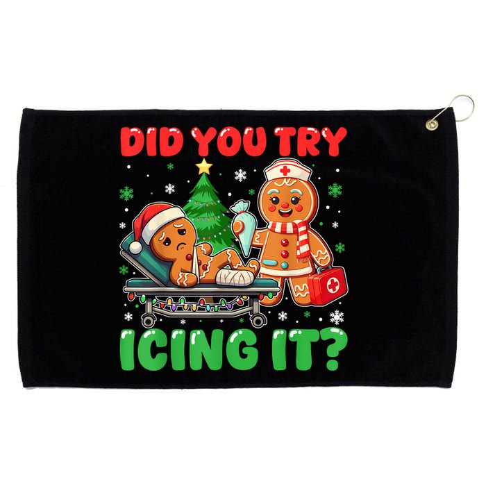 Funny Christmas Nurse Did You Try Icing It Gingerbread Man Grommeted Golf Towel