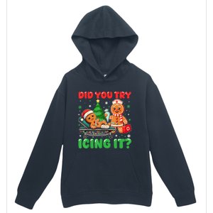 Funny Christmas Nurse Did You Try Icing It Gingerbread Man Urban Pullover Hoodie