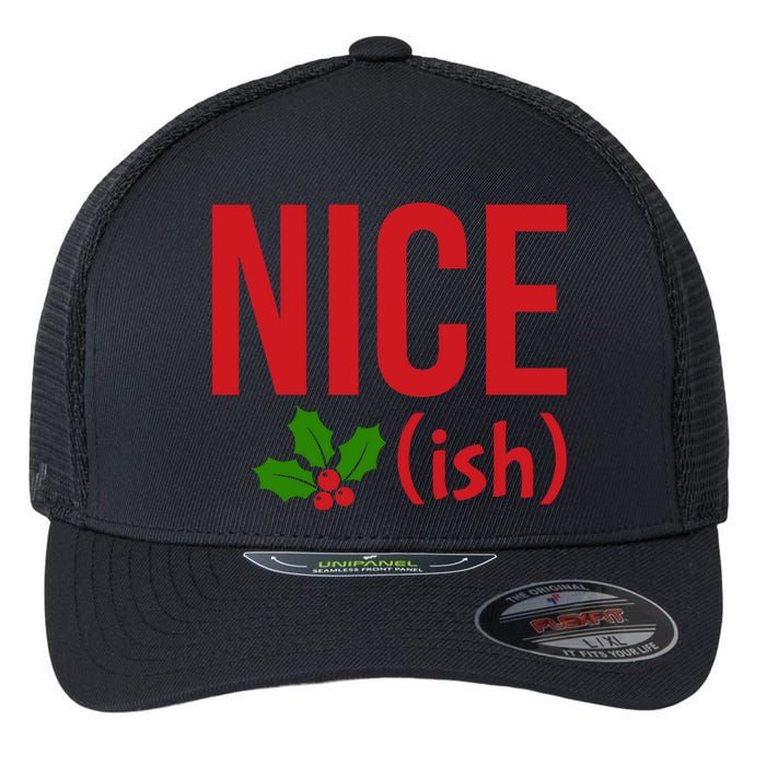 Funny Christmas Niceish Xmas Nice Flexfit Unipanel Trucker Cap