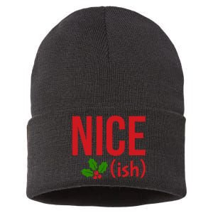 Funny Christmas Niceish Xmas Nice Sustainable Knit Beanie