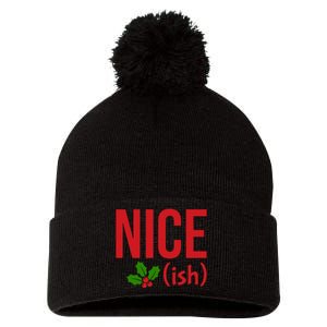 Funny Christmas Niceish Xmas Nice Pom Pom 12in Knit Beanie