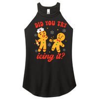 Funny Christmas Nurse Gingerbread Man Did You Try Icing It Women's Perfect Tri Rocker Tank