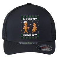 Funny Christmas Nurse Gingerbread Man Did You Try Icing It Flexfit Unipanel Trucker Cap