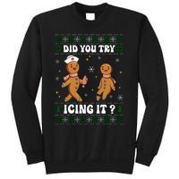 Funny Christmas Nurse Gingerbread Man Did You Try Icing It Sweatshirt