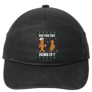 Funny Christmas Nurse Gingerbread Man Did You Try Icing It 7-Panel Snapback Hat