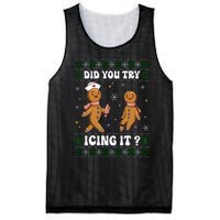 Funny Christmas Nurse Gingerbread Man Did You Try Icing It Mesh Reversible Basketball Jersey Tank