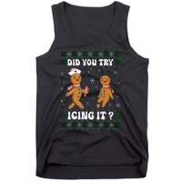 Funny Christmas Nurse Gingerbread Man Did You Try Icing It Tank Top