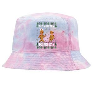 Funny Christmas Nurse Gingerbread Man Did You Try Icing It Tie-Dyed Bucket Hat