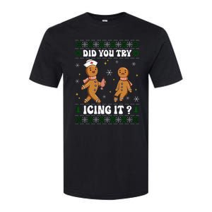 Funny Christmas Nurse Gingerbread Man Did You Try Icing It Softstyle CVC T-Shirt