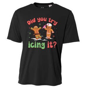 Funny Christmas Nurse Gingerbread Man Did You Try Icing It Cooling Performance Crew T-Shirt