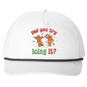 Funny Christmas Nurse Gingerbread Man Did You Try Icing It Snapback Five-Panel Rope Hat