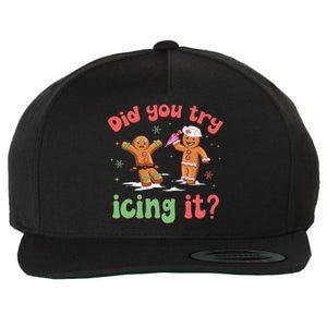 Funny Christmas Nurse Gingerbread Man Did You Try Icing It Wool Snapback Cap