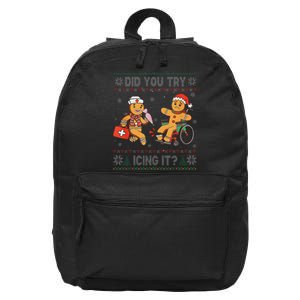 Funny Christmas Nurse Did You Try Icing It Gingerbread Man 16 in Basic Backpack