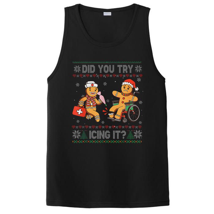 Funny Christmas Nurse Did You Try Icing It Gingerbread Man PosiCharge Competitor Tank