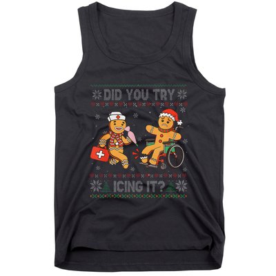 Funny Christmas Nurse Did You Try Icing It Gingerbread Man Tank Top