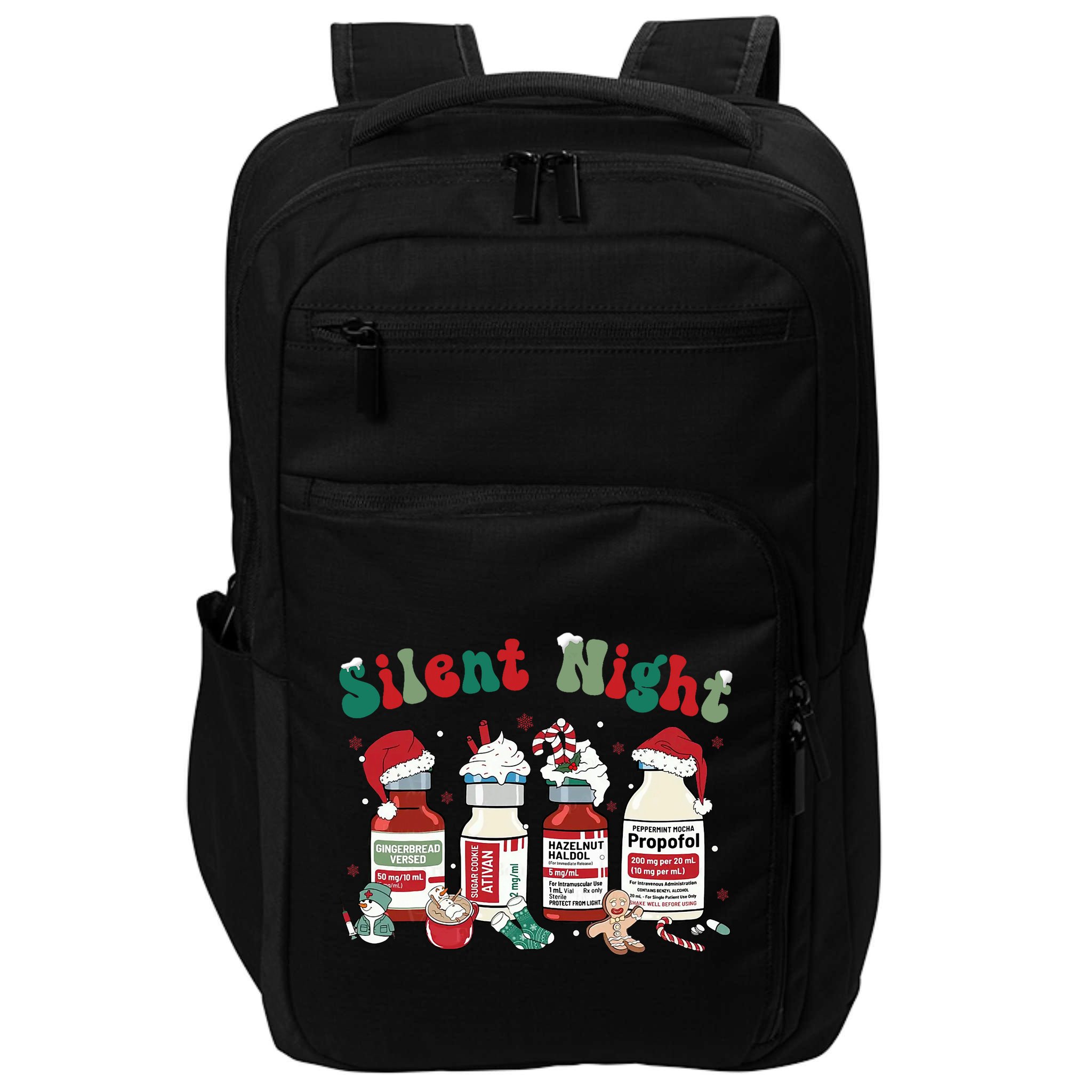 Funny Christmas Nurse Medical Christmas Icu Nicu Rn Er Nurse Impact Tech Backpack