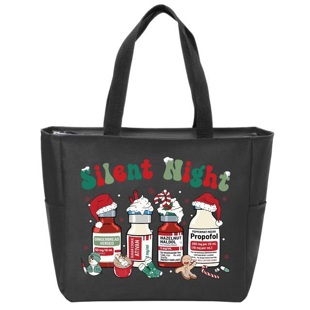 Funny Christmas Nurse Medical Christmas Icu Nicu Rn Er Nurse Zip Tote Bag