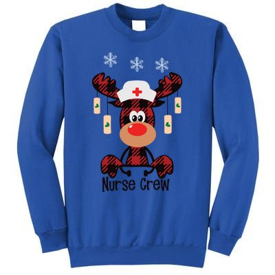 Funny Christmas Nurse Crew Reindeer Red Plaind Nursing Gift Sweatshirt