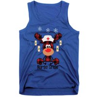 Funny Christmas Nurse Crew Reindeer Red Plaind Nursing Gift Tank Top