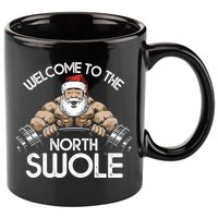 Funny Christmas North Swole Santa Claus Exercise Gym 11oz C Handle Ceramic Mug