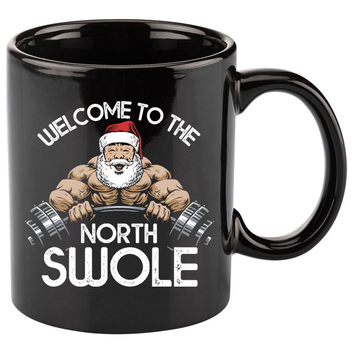 Funny Christmas North Swole Santa Claus Exercise Gym 11oz C Handle Ceramic Mug