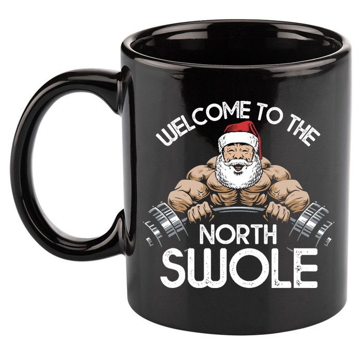 Funny Christmas North Swole Santa Claus Exercise Gym 11oz C Handle Ceramic Mug