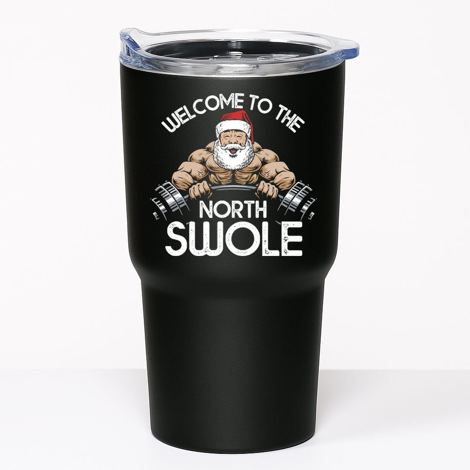 Funny Christmas North Swole Santa Claus Exercise Gym Tumbler