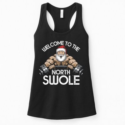Funny Christmas North Swole Santa Claus Exercise Gym Womens Tank Top
