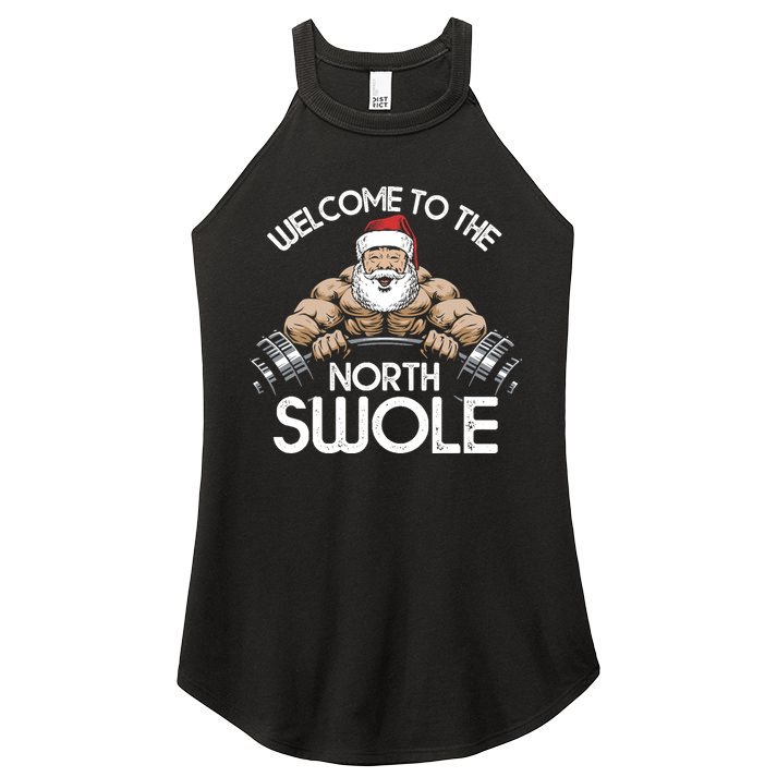 Funny Christmas North Swole Santa Claus Exercise Gym Women's Perfect Tri Rocker Tank