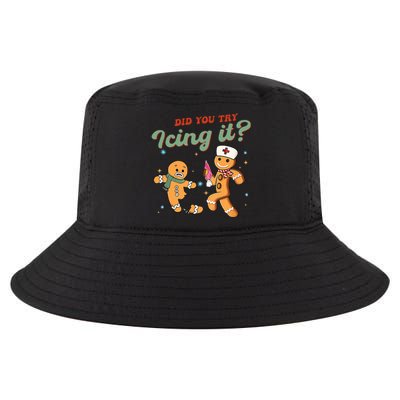 Funny Christmas Nurse Did You Try Icing It Gingerbread Man  Cool Comfort Performance Bucket Hat