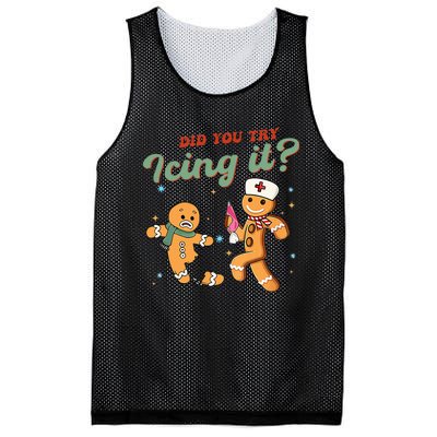 Funny Christmas Nurse Did You Try Icing It Gingerbread Man  Mesh Reversible Basketball Jersey Tank