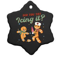 Funny Christmas Nurse Did You Try Icing It Gingerbread Man  Ceramic Star Ornament