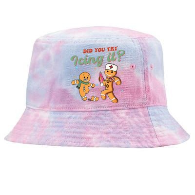 Funny Christmas Nurse Did You Try Icing It Gingerbread Man  Tie-Dyed Bucket Hat