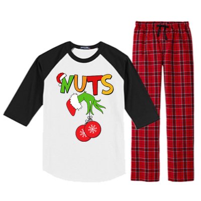 Funny Christmas Nuts Matching Couple Raglan Sleeve Pajama Set