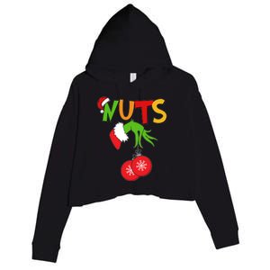 Funny Christmas Nuts Matching Couple Crop Fleece Hoodie