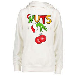 Funny Christmas Nuts Matching Couple Womens Funnel Neck Pullover Hood