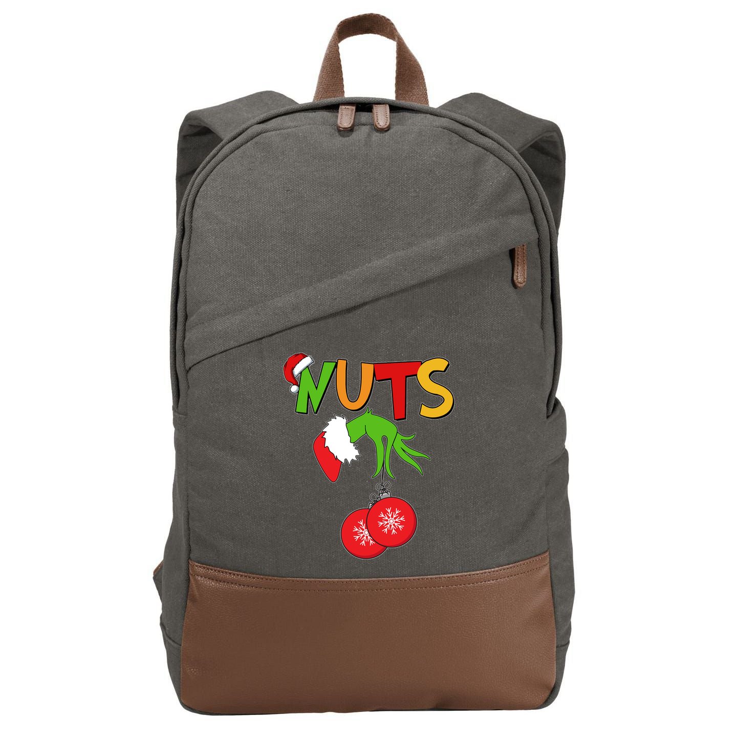 Funny Christmas Nuts Matching Couple Cotton Canvas Backpack