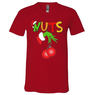 Funny Christmas Nuts Matching Couple V-Neck T-Shirt