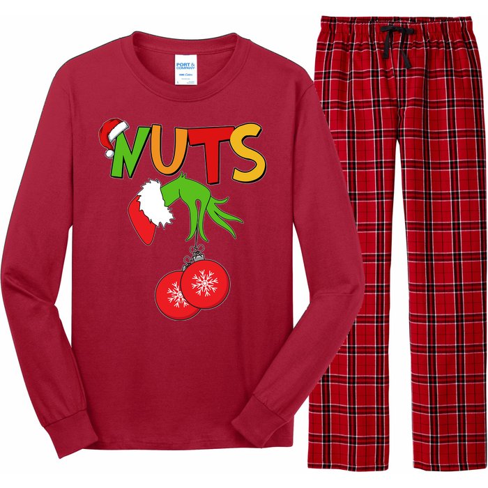 Funny Christmas Nuts Matching Couple Long Sleeve Pajama Set