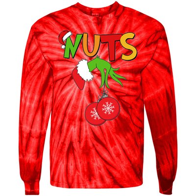 Funny Christmas Nuts Matching Couple Tie-Dye Long Sleeve Shirt