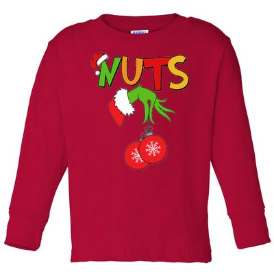 Funny Christmas Nuts Matching Couple Toddler Long Sleeve Shirt